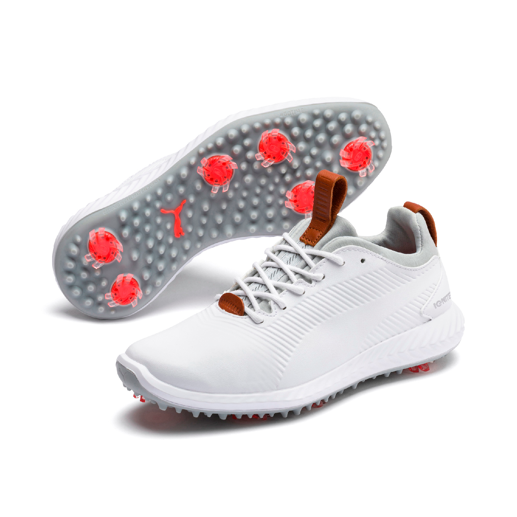 Junior Ignite PWRAdapt 2.0 Spiked Golf Shoe - White | PUMA | Golf
